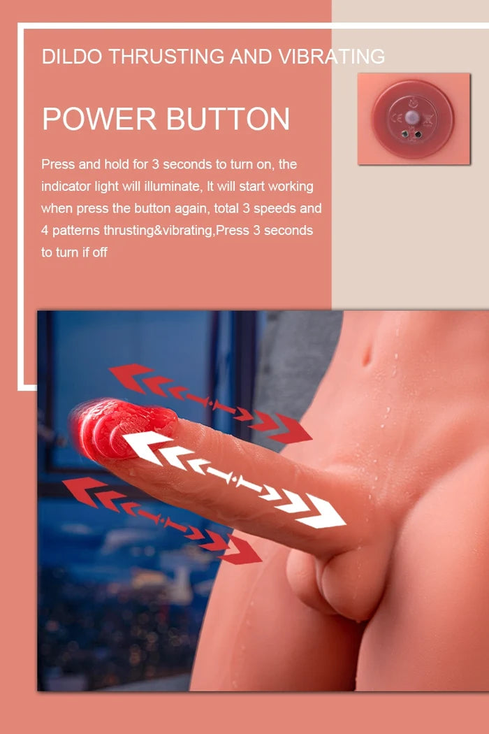 Marcus 17.6LB TPE Male Sex Torso with Thighs & 6.69" Thrusting Vibrating Dildo-9