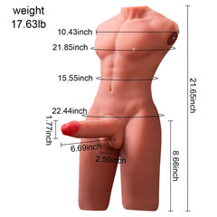 Marcus 17.6LB TPE Male Sex Torso with Thighs & 6.69" Thrusting Vibrating Dildo-2