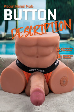 Nico 14.3LB TPE Male Sex Torso with Replaceable 7.48" Thrusting & Vibrating Dildo-9