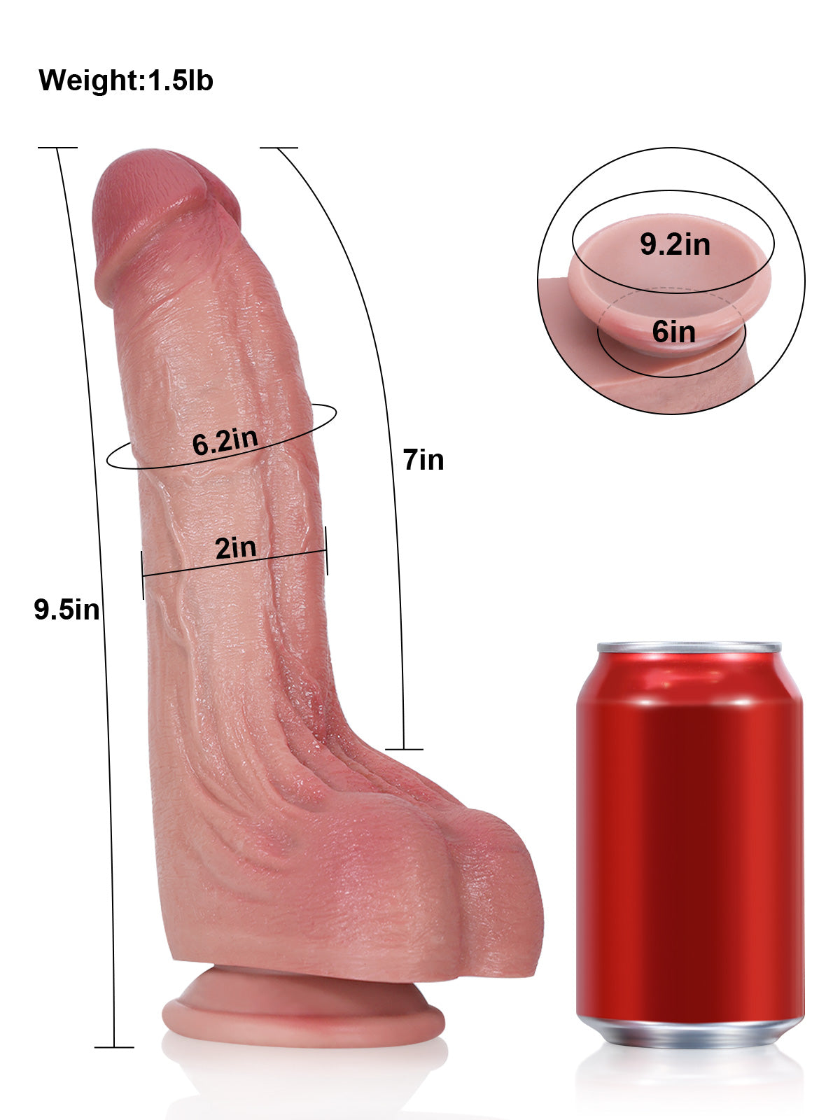 Laredo 9.5" x 2" Curved Realistic Dildo with Raised Urethral Ridge-3
