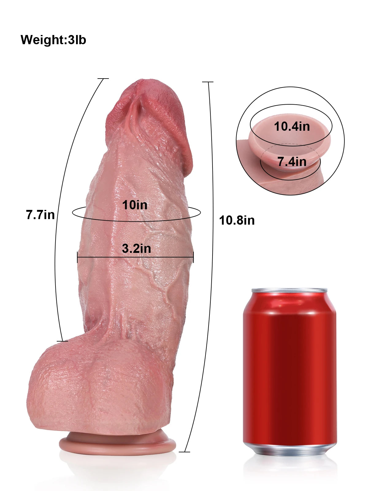 Sierra 10.8" x 3.2" Extra-Thick Realistic Silicone Dildo with Texture-3