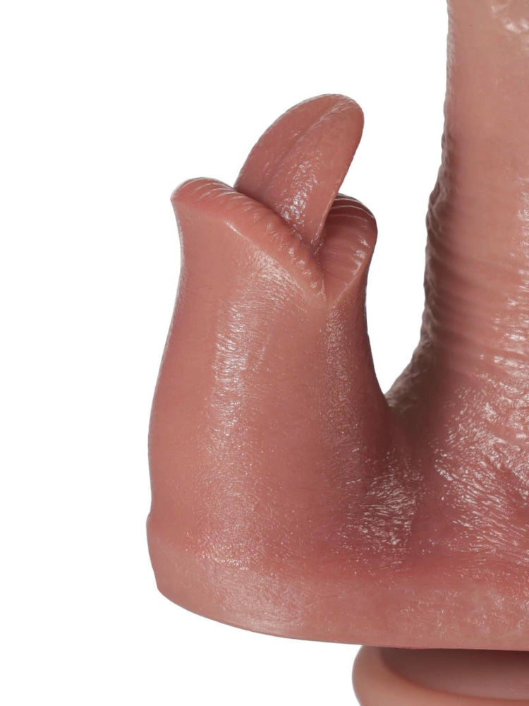 Lone 9.8" x 1.9" Dual-Action Thrusting Dildo with Clitoral Tongue-3