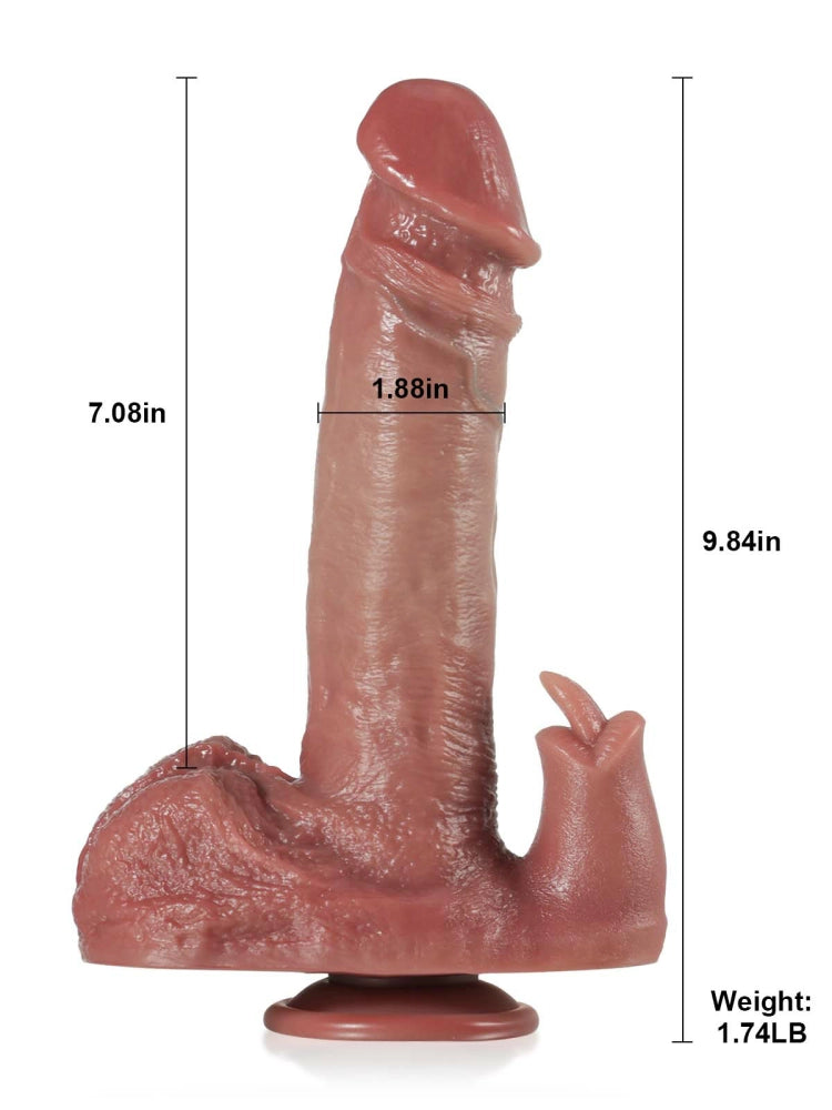 Lone 9.8" x 1.9" Dual-Action Thrusting Dildo with Clitoral Tongue