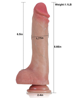 Quincy 8.6" x 1.7" Remote Thrusting & Vibrating Dildo with Sliding Skin, 7 Rhythms & 3 Vibes-3