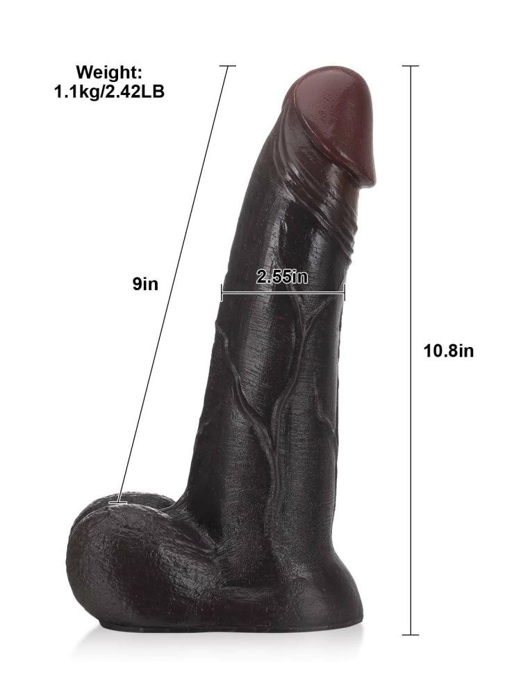 Raptor 10.8" x 2.6" Textured Sliding Skin Dildo with Vac U Lock