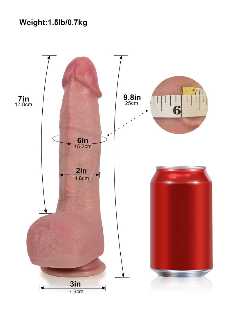 Reid 9.8" x 2" Smooth Skin Realistic Thrusting Dildo with Heating-2