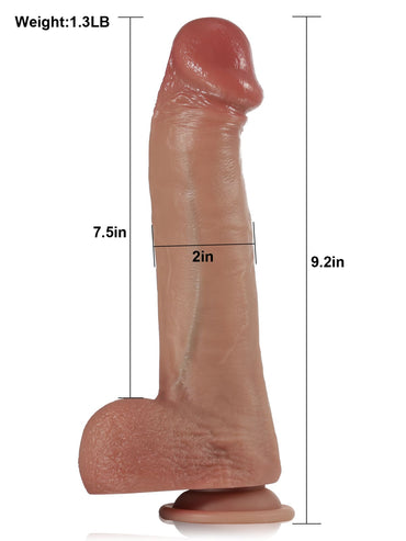 Rob Silent and Fast Thrusting Pulsating Vibrating Heating Dildo - 9.2*1.8 Inch