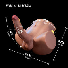 Jace 12LB Platinum Silicone Male Torso with Abs, Movable Balls & 7.08" Dual-Layer Dildo-2