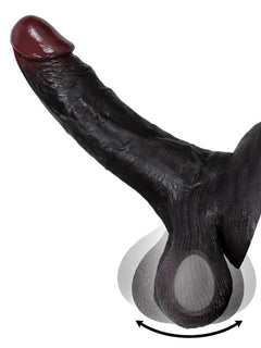 Nolan 8.6" x 1.7" Black Realistic Dildo with Squeezable Swinging Balls & Strong Hands-Free Suction-1