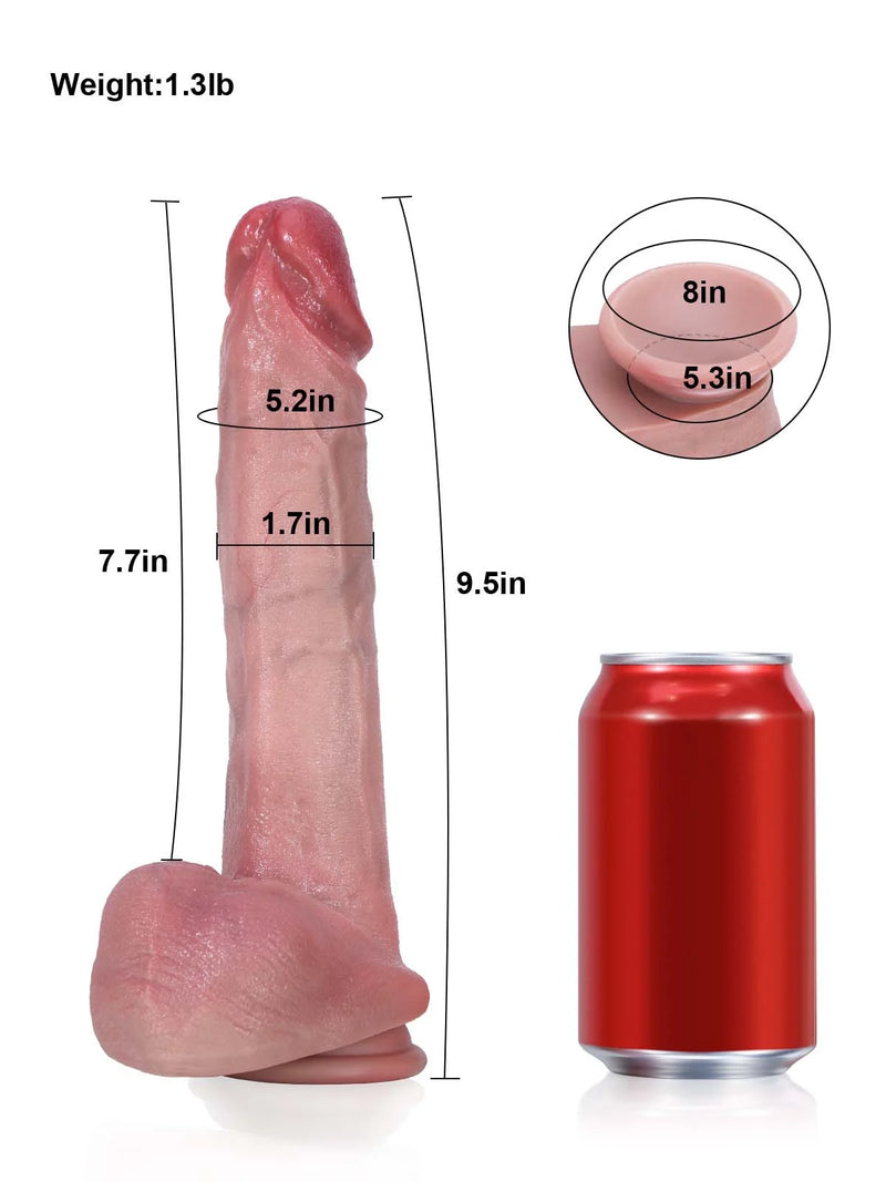 Sean 9.5" x 1.7" Slender Realistic Dildo with Arched Head & Suction Base-2