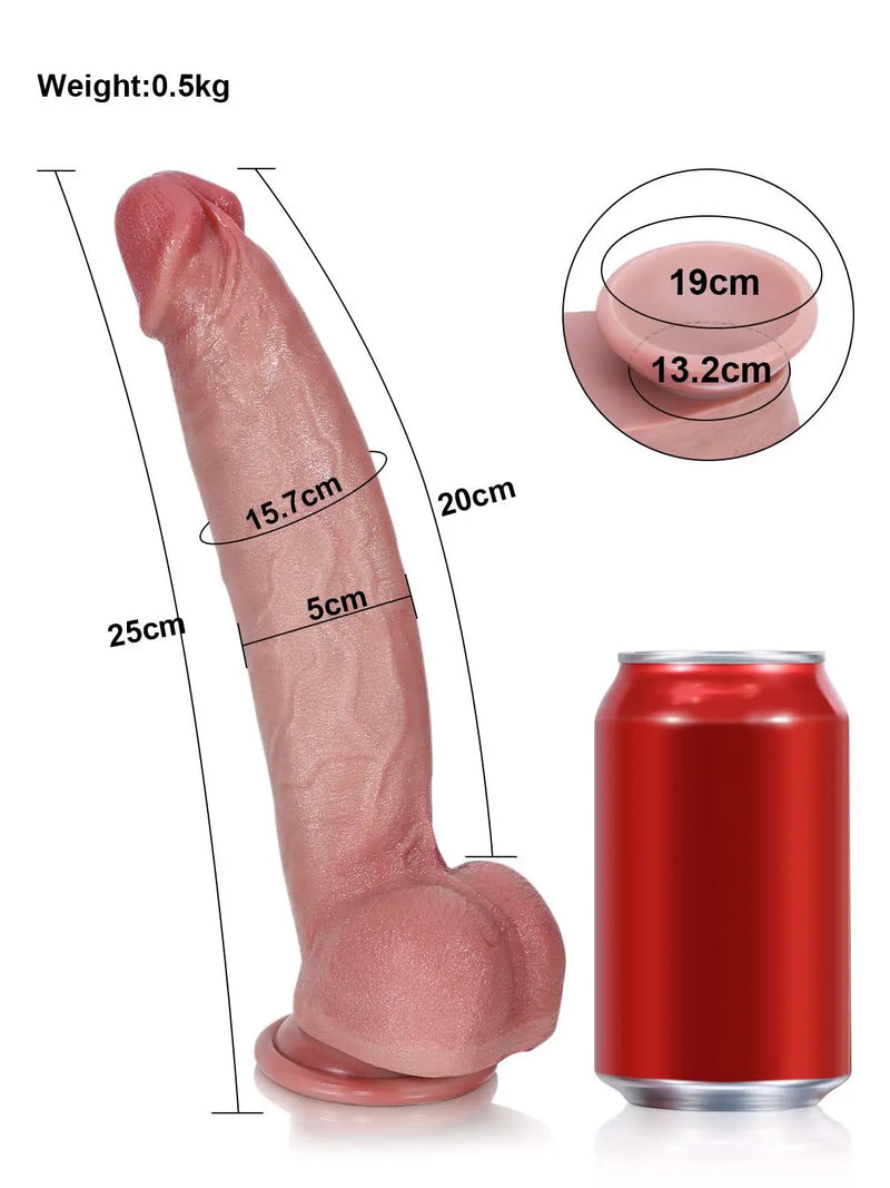 Shane 9.8" x 2" Smooth Bendable Realistic Dildo with Tapered Head & Suction Base-3