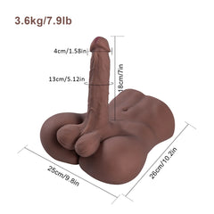 Theo 7.9LB Compact Brown Male Sex Torso with 7" Bendable Realistic Dildo-2