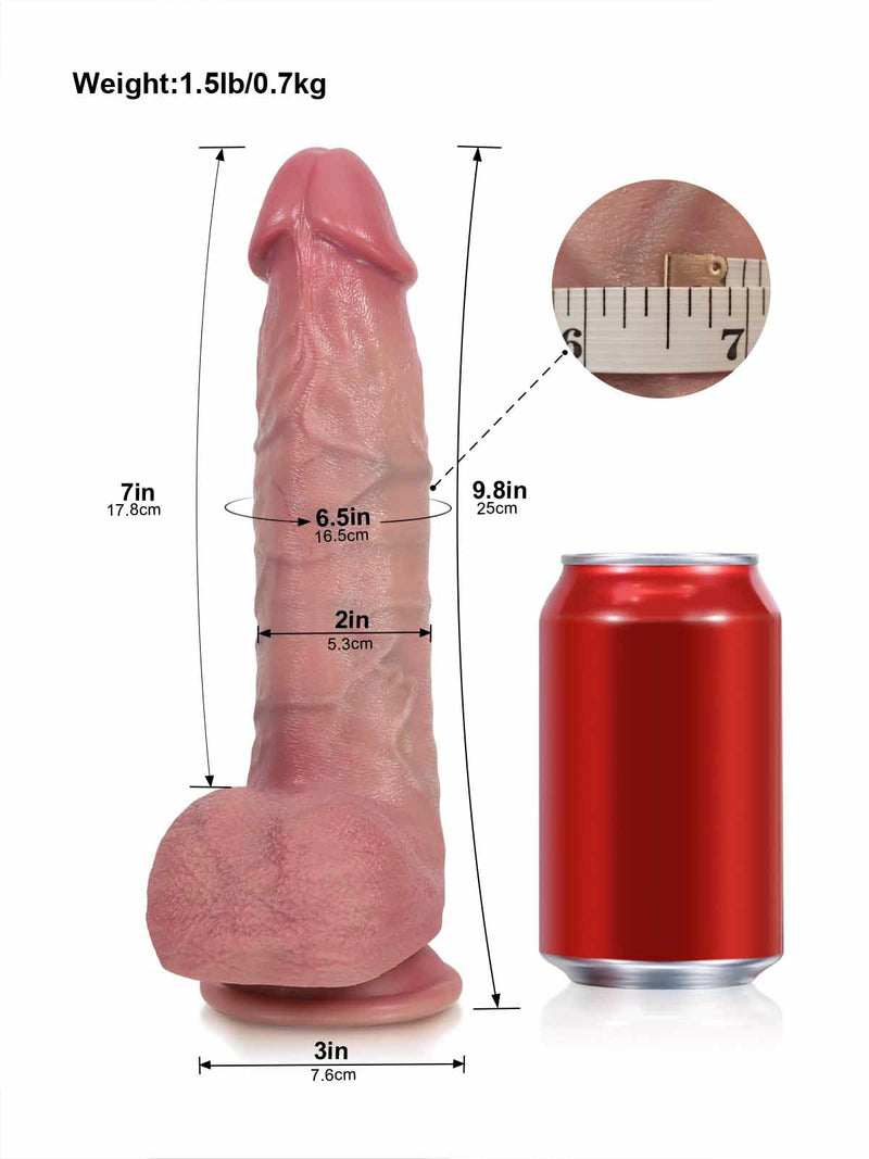 Tristan 9.8" x 2.1" Thrusting Vibrating Heated Dildo with Soft Mushroom Head-2