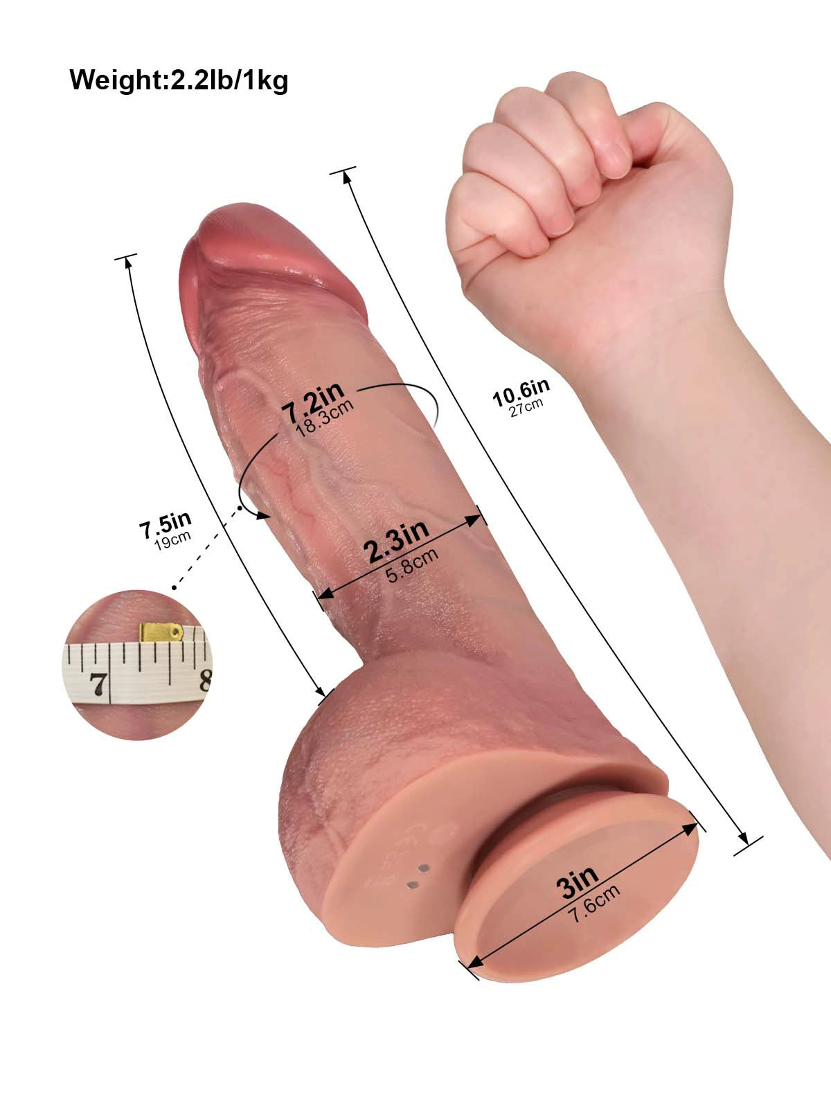 Wesley 10.6" x 2.3" Thick Middle Realistic Thrusting Dildo with Bold Veins-2