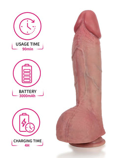Wesley 10.6" x 2.3" Thick Middle Realistic Thrusting Dildo with Bold Veins-4