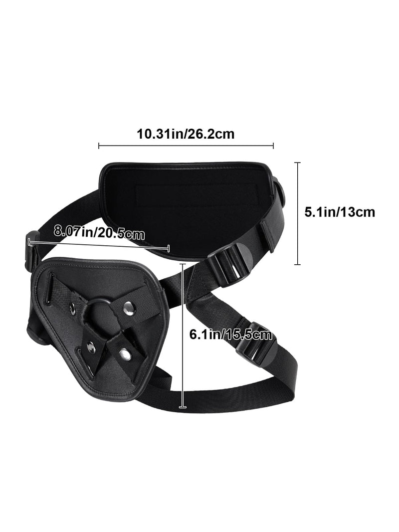 Measurement details of the adjustable strap-on harness straps and ring