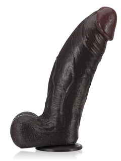 Big thick black dildo on a suction base, built for deep anal play