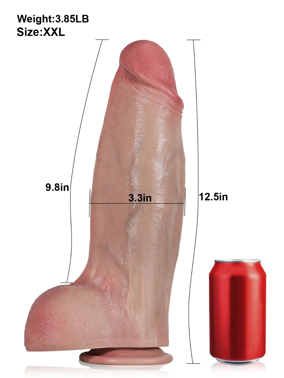 Portland 12.5" x 3.3" Giant Tri-Edge Dildo with Broad Back and Central Ridge