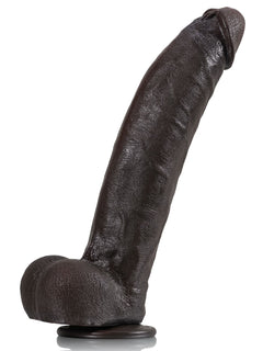 Extra-large black dildo with a thick veiny shaft and full balls