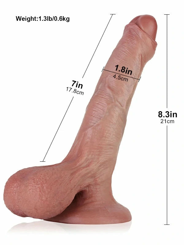 Gabriel 8.3 inch uncircumcised dildo dimensions with realistic proportions