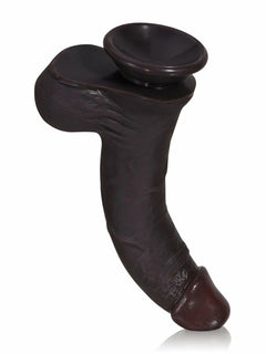 Bottom view of black cyberskin dildo with suction cup base