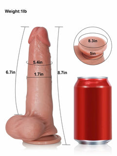 Irving cyberskin dildo dimensions shown beside a soda can
