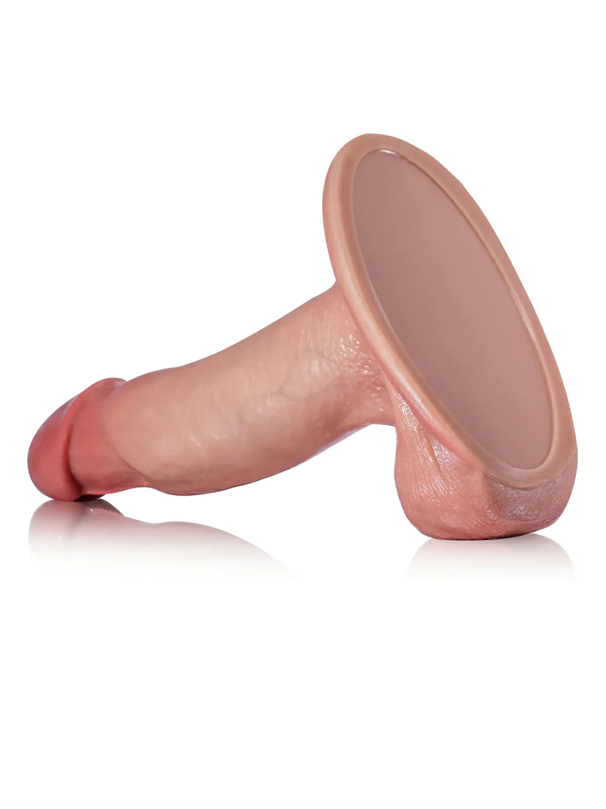 Lifelike small dildo with pull-up sliding skin and pronounced veins