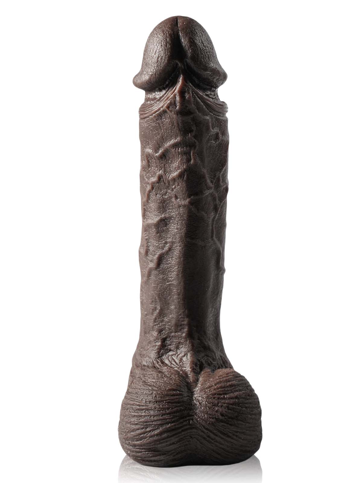Noah black dildo back view with realistic balls and suction cup