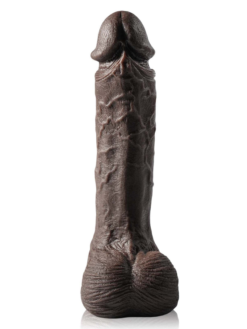 Noah black dildo back view with realistic balls and suction cup