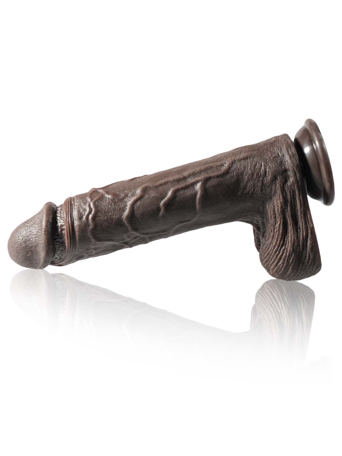 Noah black dildo with suction cup base side display
