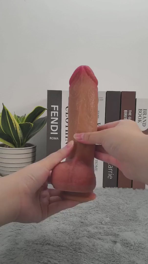 Quincy 8.6" x 1.7" Remote Thrusting & Vibrating Dildo with Sliding Skin, 7 Rhythms & 3 Vibes-2