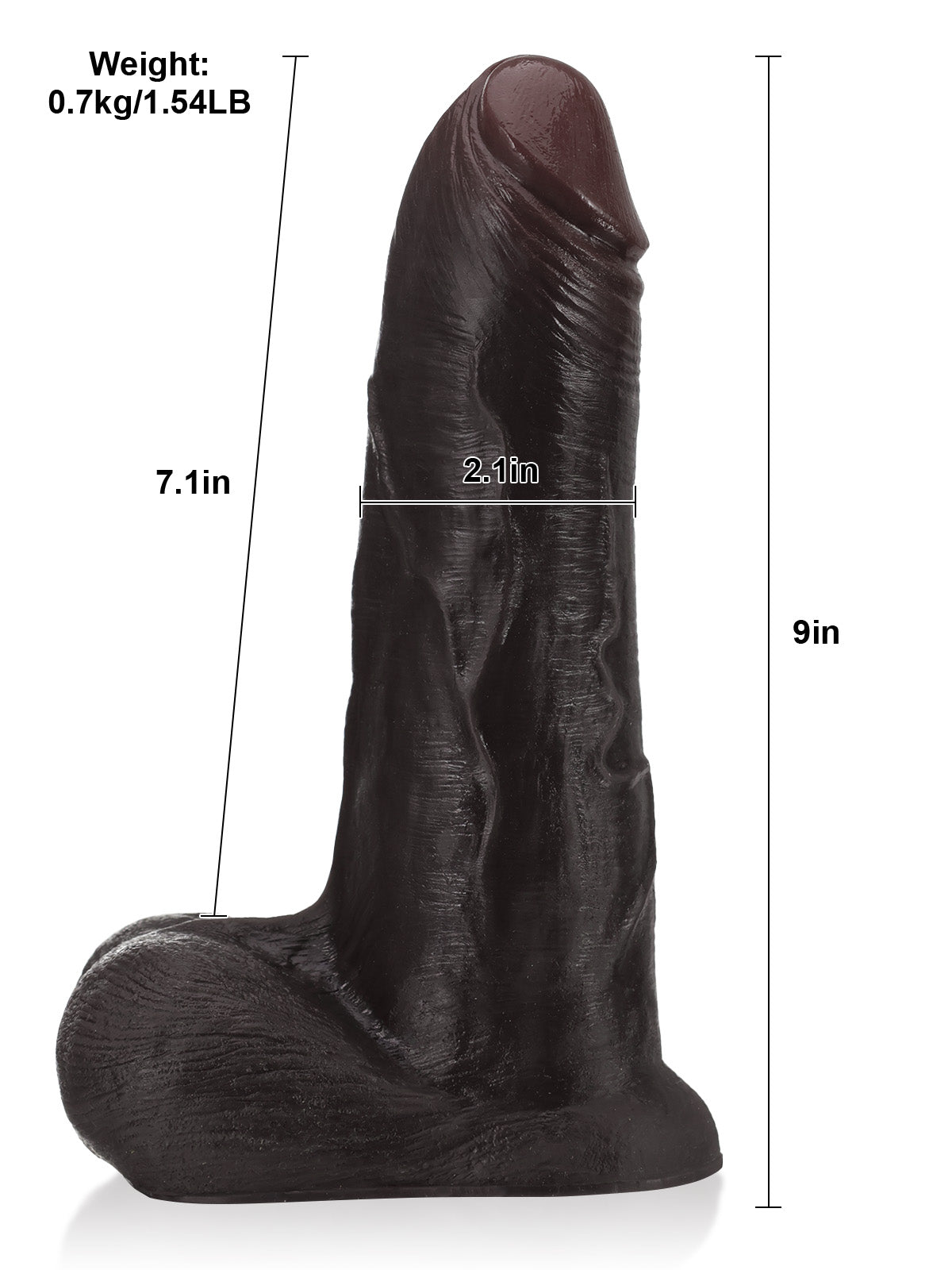 Phantom II BBC Black Thick Sliding Skin Vac-U-Lock Dildo With Moving Balls  & Vac U Lock Suction Cup - 9*2 Inch