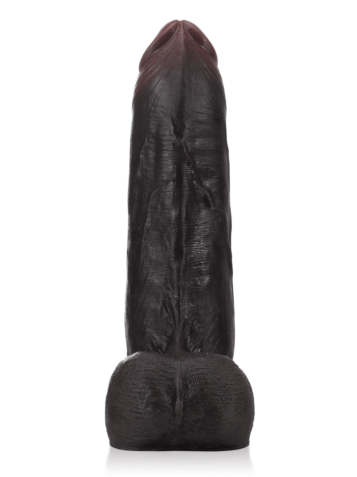 Thick black sliding skin dildo on a strong suction cup base
